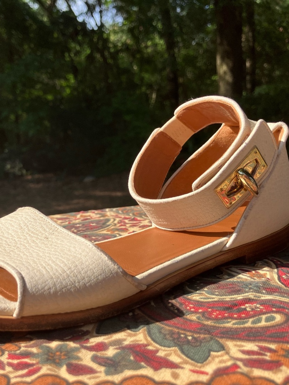 Givenchy Shark Lock Textured Leather Sandal